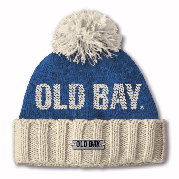 Old Bay Vintage Knit Pom Beanie Cap Hat NEW Fast Ship - Picture 1 of 4